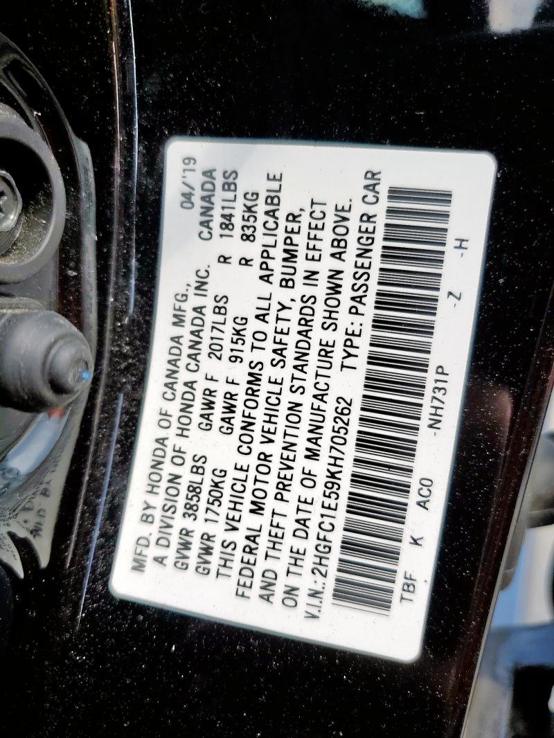 2019 HONDA CIVIC SI 2HGFC1E59KH705262