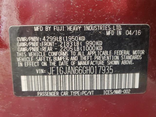 2016 SUBARU IMPREZA LI JF1GJAN66GH017935