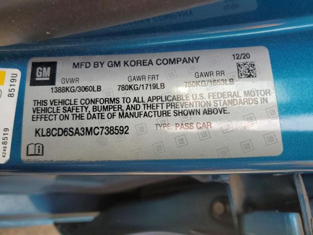 2021 CHEVROLET SPARK 1LT KL8CD6SA3MC738592