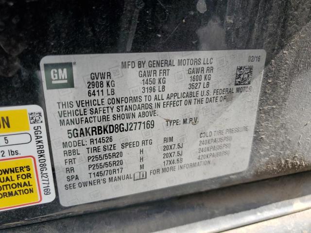 2016 BUICK ENCLAVE 5GAKRBKD8GJ277169