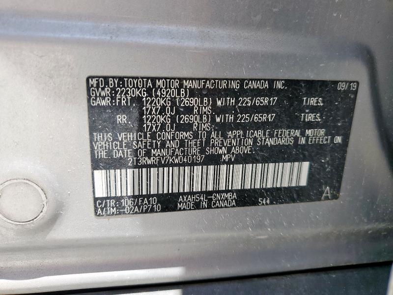 2019 TOYOTA RAV4 XLE - 2T3RWRFV7KW040197