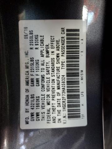 2017 HONDA ACCORD EX 1HGCR2F73HA058324