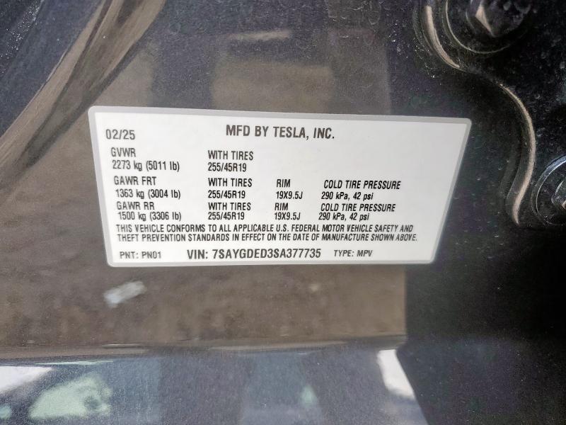 2025 TESLA MODEL Y 7SAYGDED3SA377735