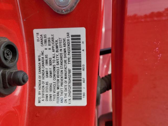 2018 HONDA CIVIC EX - 2HGFC2F7XJH527687