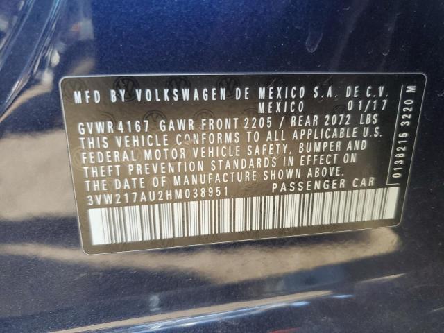 2017 VOLKSWAGEN GOLF S 3VW217AU2HM038951