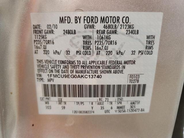 2010 FORD ESCAPE LIM - 1FMCU9EG0AKC13740