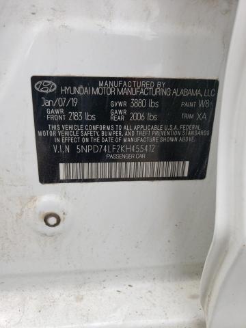 2019 HYUNDAI ELANTRA SE - 5NPD74LF2KH455412