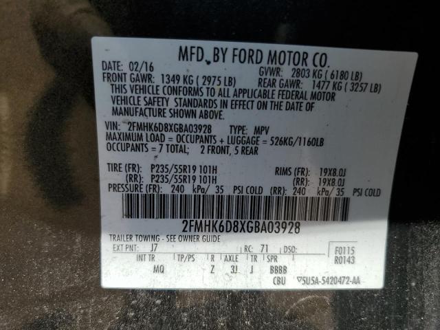 2016 FORD FLEX LIMIT 2FMHK6D8XGBA03928