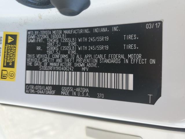 2017 TOYOTA HIGHLANDER - 5TDDZRFH1HS406242
