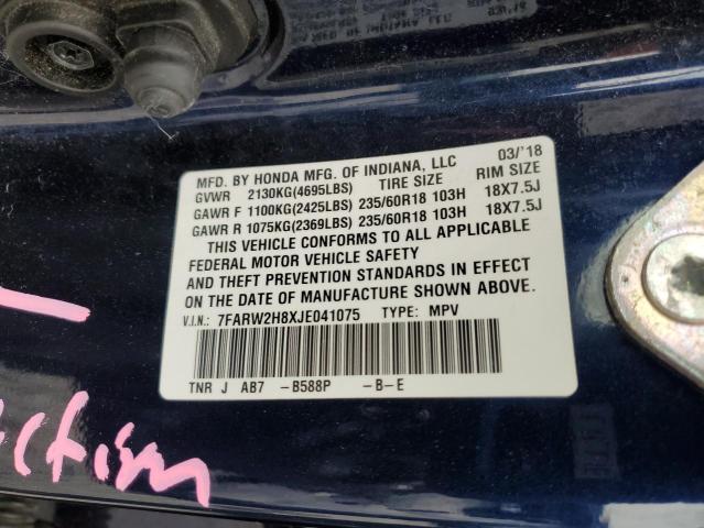 2018 HONDA CR-V EXL - 7FARW2H8XJE041075