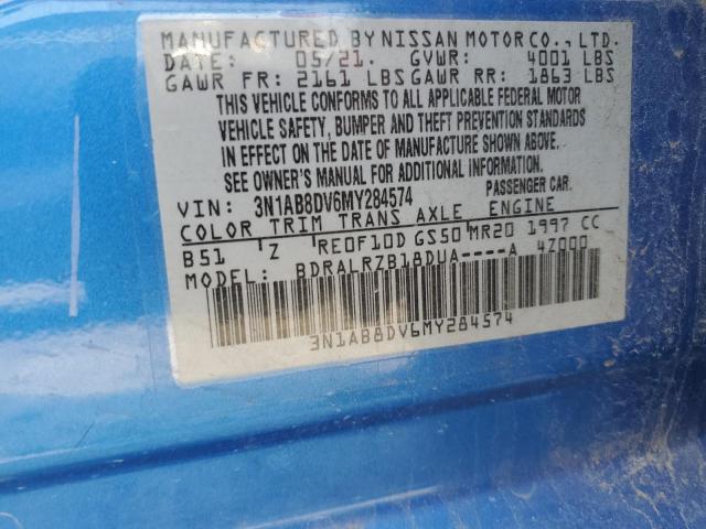 2021 NISSAN SENTRA SR - 3N1AB8DV6MY284574