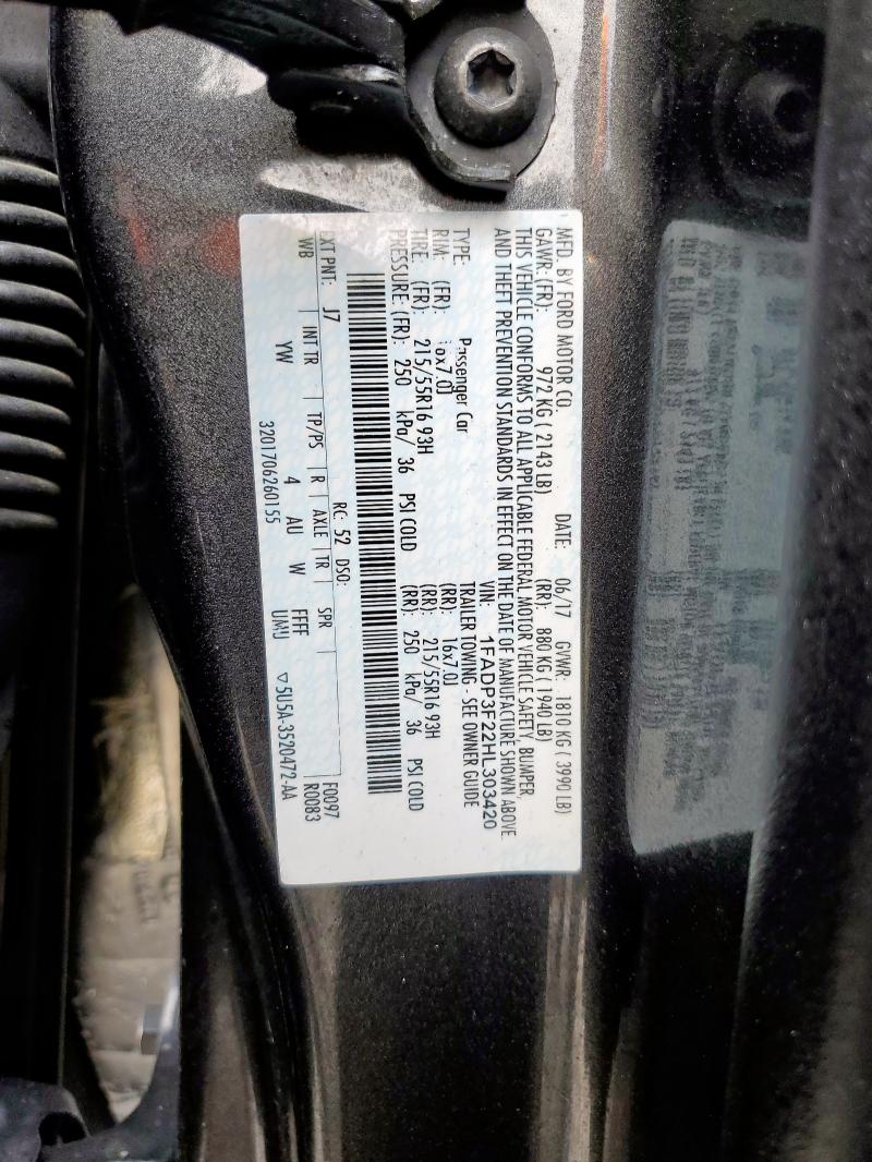 2017 FORD FOCUS SE - 1FADP3F22HL303420