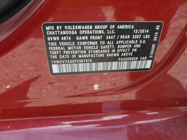 2015 VOLKSWAGEN PASSAT SEL - 1VWCV7A3XFC057374