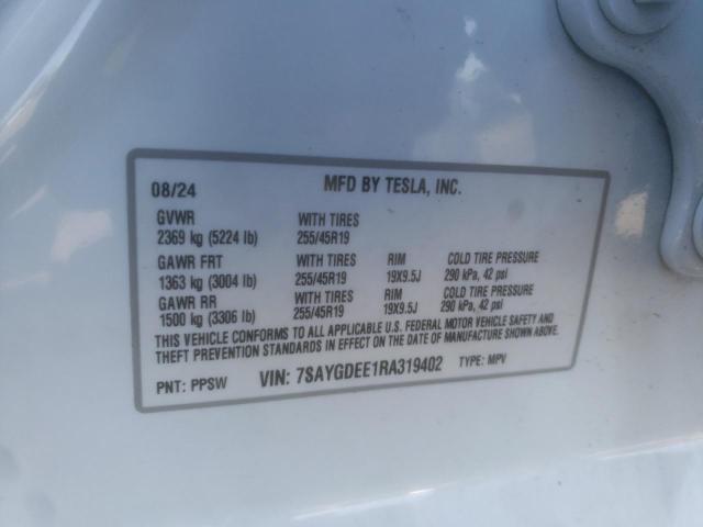 2024 TESLA MODEL Y 7SAYGDEE1RA319402