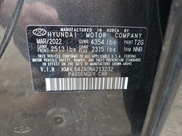 2022 HYUNDAI SONATA SEL KMHL64JA0NA213232
