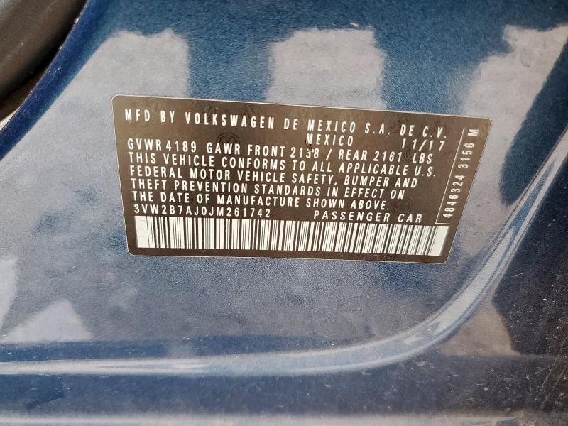 2018 VOLKSWAGEN JETTA S - 3VW2B7AJ0JM261742