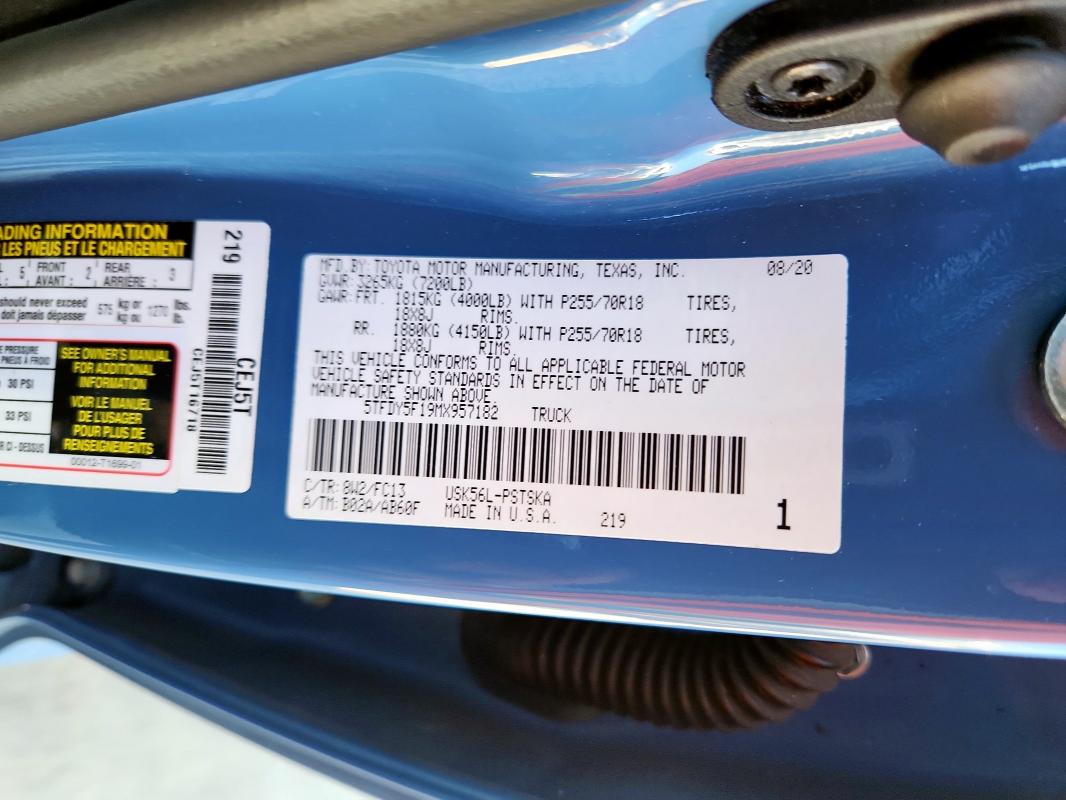 2021 TOYOTA TUNDRA CRE 5TFDY5F19MX957182
