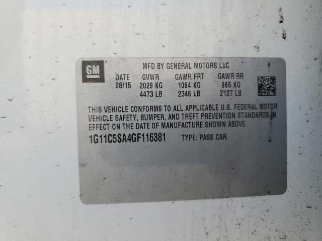 2016 CHEVROLET MALIBU LIMITED LT 1G11C5SA4GF116381