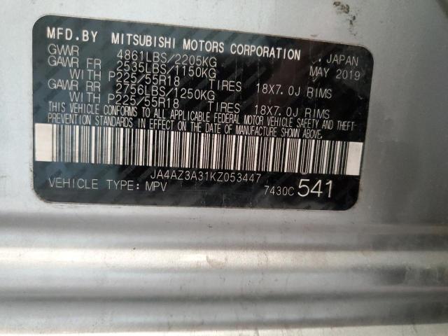 2019 MITSUBISHI OUTLANDER JA4AZ3A31KZ053447