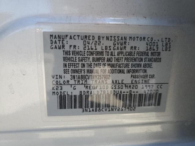 2022 NISSAN SENTRA SV 3N1AB8CV1NY257902