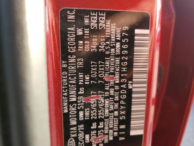 2017 KIA SORENTO 5XYPGDA31HG296579