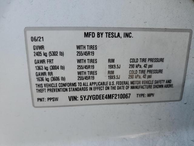 2021 TESLA MODEL Y 5YJYGDEE4MF210067