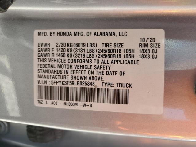 2020 HONDA RIDGELINE 5FPYK3F59LB025848
