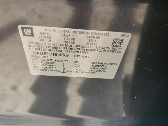2015 CHEVROLET EQUINOX LT 2GNALBEK1F6147839