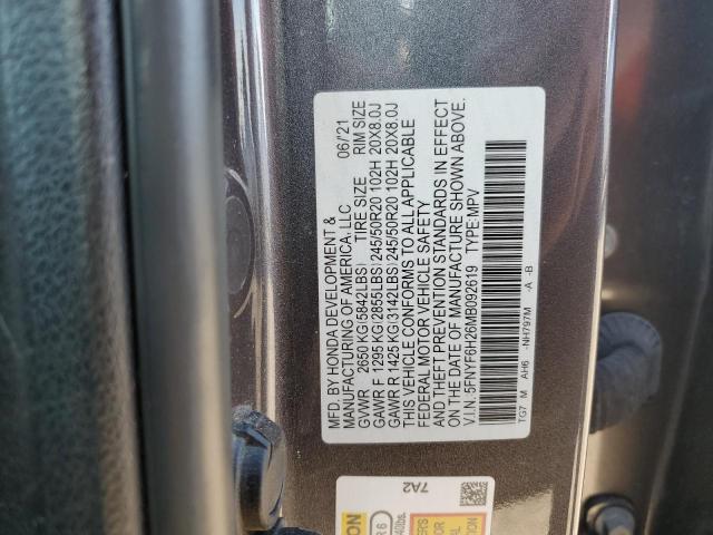 2021 HONDA PILOT SE 5FNYF6H26MB092619