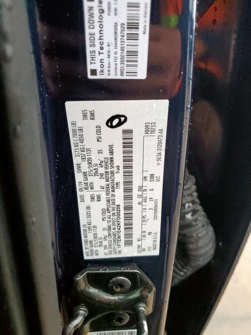 2019 FORD F150 SUPER - 1FTEW1E42KFD00208