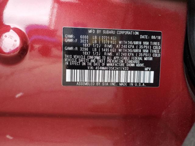 2019 SUBARU ASCENT PRE 4S4WMAFD5K3417433