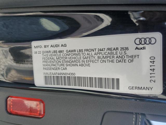 2022 AUDI A4 PREMIUM PLUS 45 - WAUEAAF44NN014350