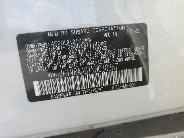2022 SUBARU WRX JF1VBAA61N9030867