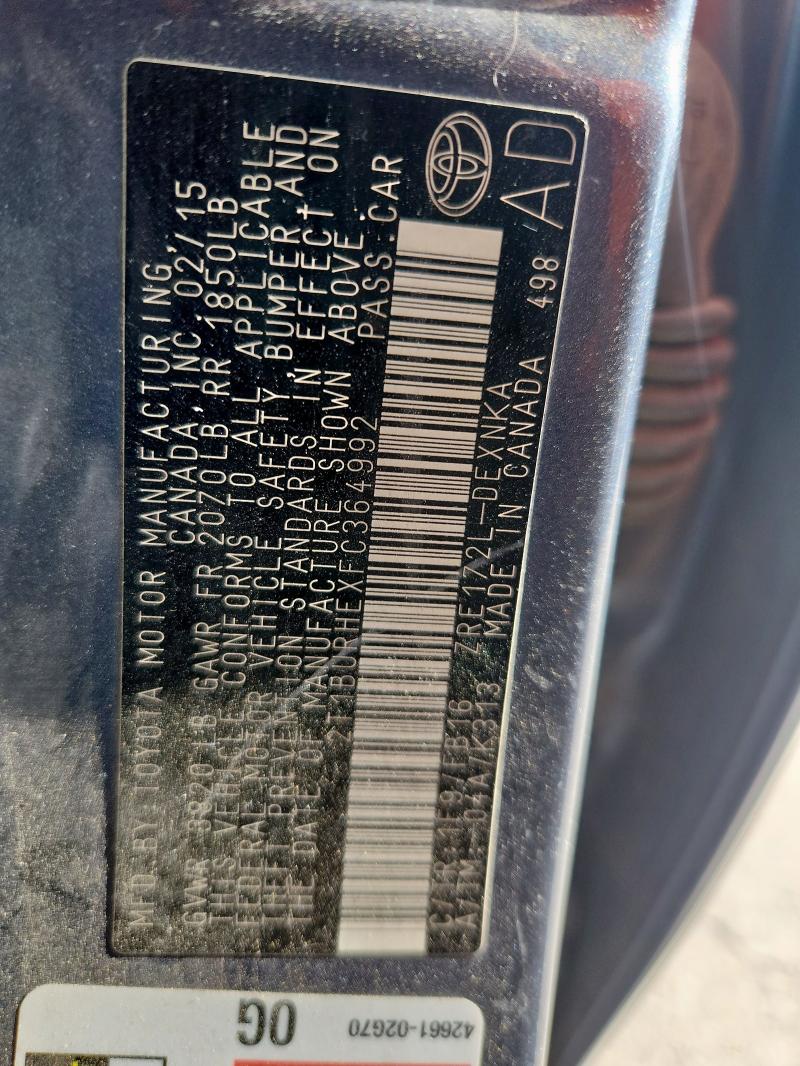 2015 TOYOTA COROLLA S 2T1BURHEXFC364992