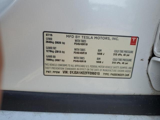 2015 TESLA MODEL S 85 5YJSA1H22FF096015