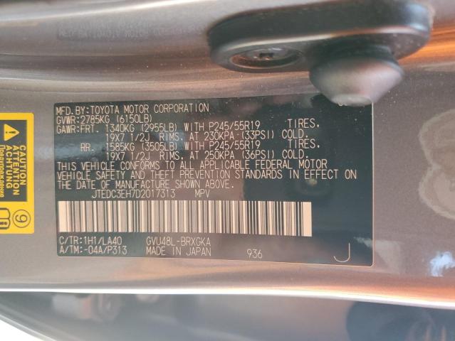 2013 TOYOTA HIGHLANDER - JTEDC3EH7D2017313