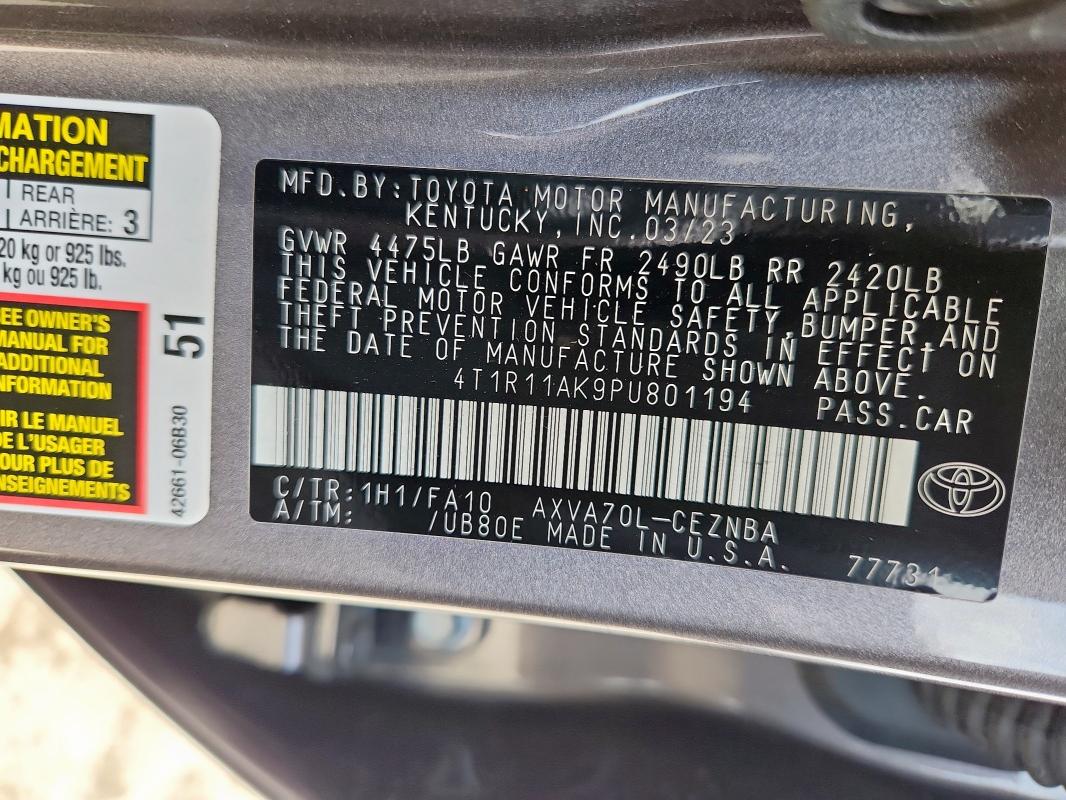 2023 TOYOTA CAMRY LE - 4T1R11AK9PU801194