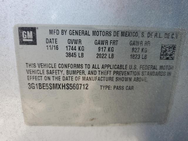 2017 CHEVROLET CRUZE LT - 3G1BE5SMXHS560712