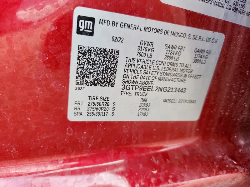 2022 GMC SIERRA LIM 3GTP9EEL2NG213443