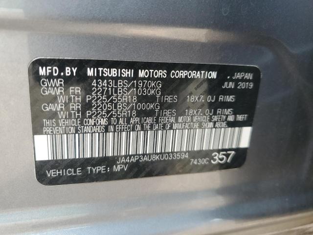 2019 MITSUBISHI OUTLANDER - JA4AP3AU8KU033594