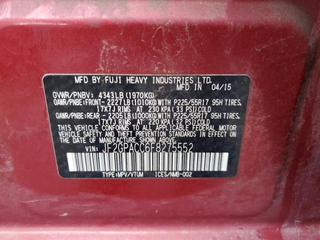 2015 SUBARU XV CROSSTR JF2GPACC6F8275552