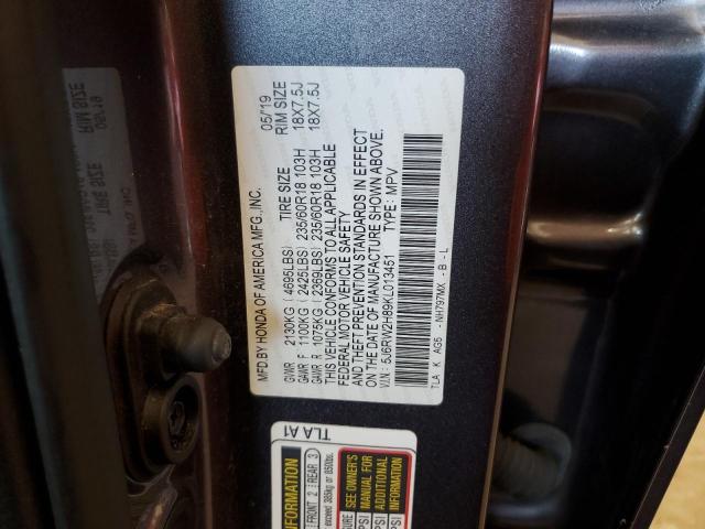2019 HONDA CR-V EXL - 5J6RW2H89KL013451