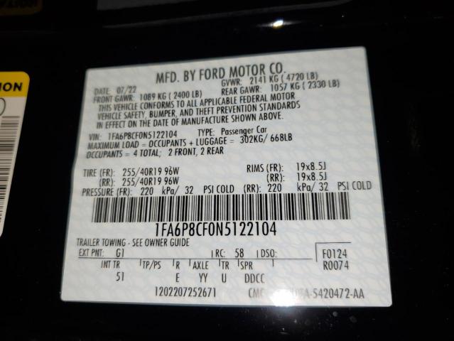 2022 FORD MUSTANG GT 1FA6P8CF0N5122104