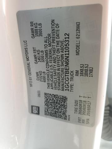 2022 CHEVROLET COLORADO 1GCGTBEN6N1105312