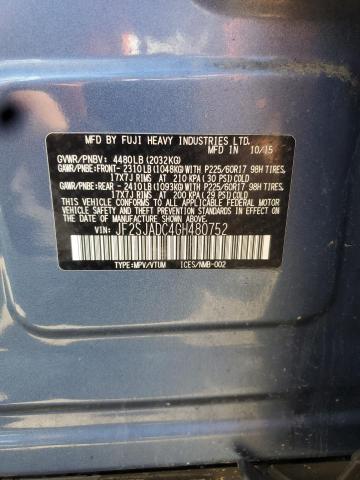 2016 SUBARU FORESTER 2 - JF2SJADC4GH480752