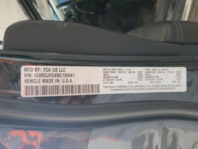 2022 DODGE DURANGO PU 1C4RDJFGXNC136941