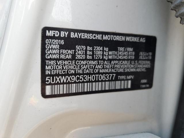 2017 BMW X3 XDRIVE2 5UXWX9C53H0T06377