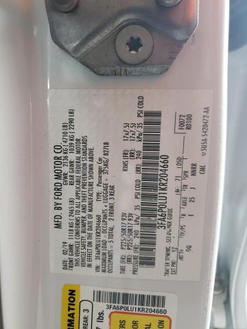 2019 FORD FUSION SE 3FA6P0LU1KR204660