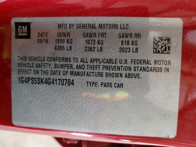 2016 BUICK VERANO 1G4PS5SK4G4170784