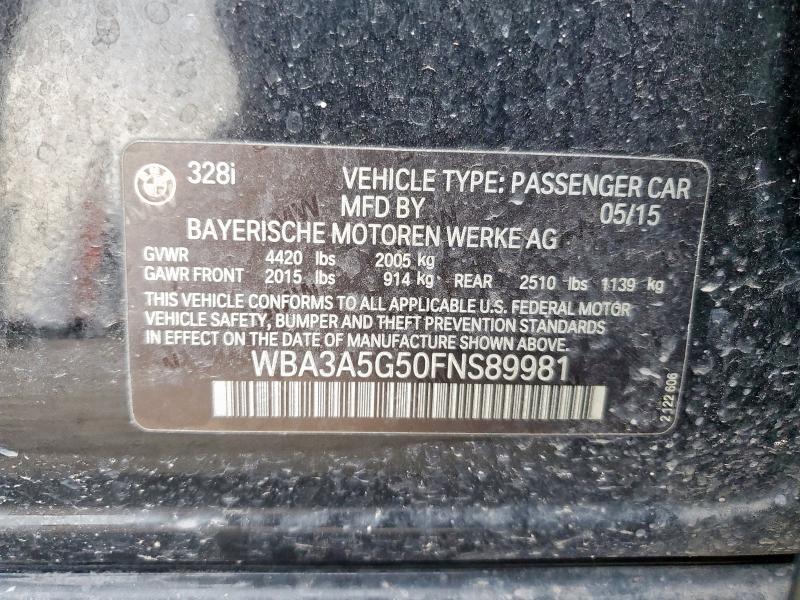 2015 BMW 328 I WBA3A5G50FNS89981
